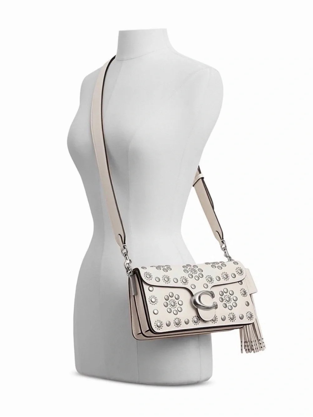 Coach Tabby Shoulder Bag 26 w/ Western Rivets in Chalk Natural Grain Leather NWT